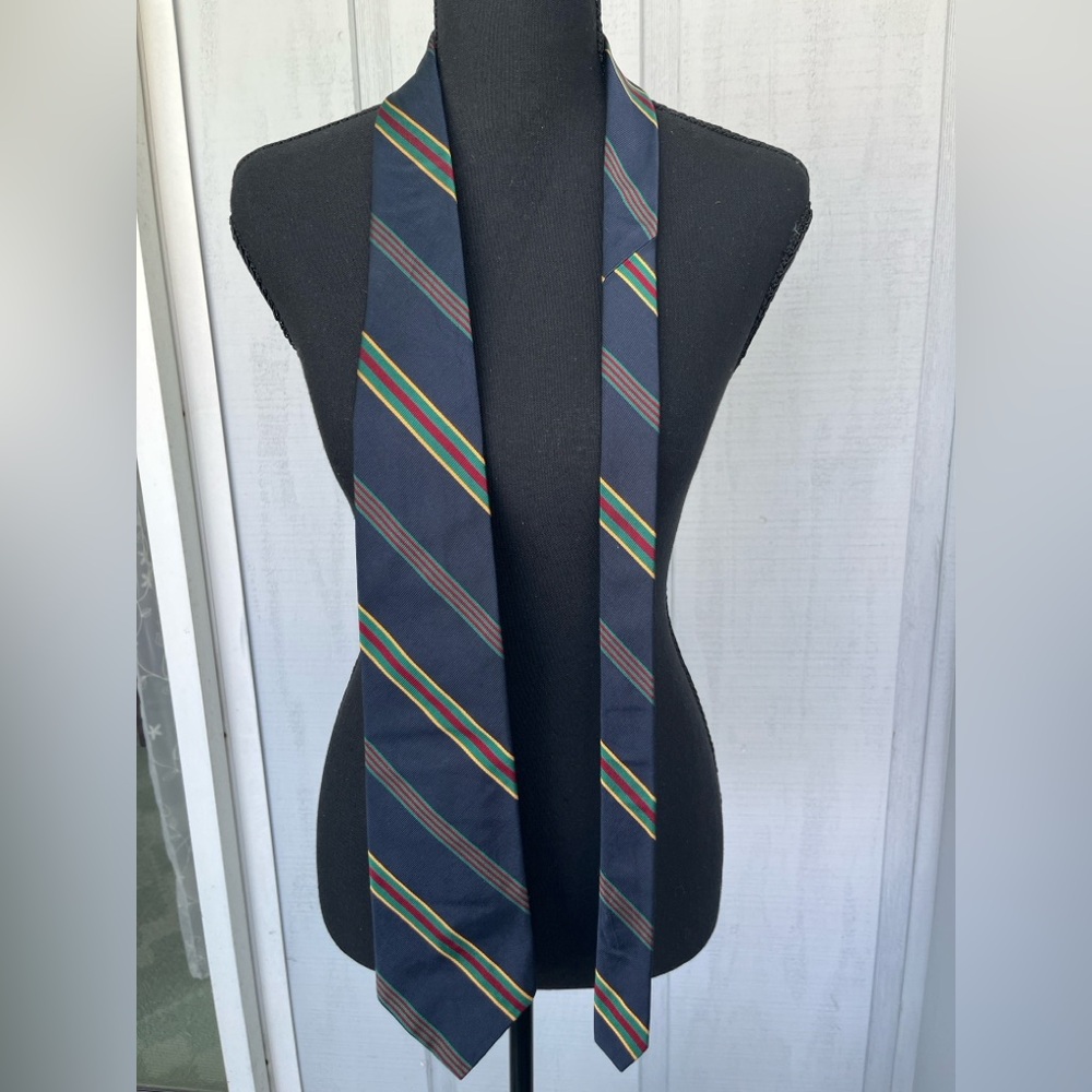 Vintage Polo Ralph Lauren Silk Tie Navy Repp Stripe USA Made Hand Sewn Preppy